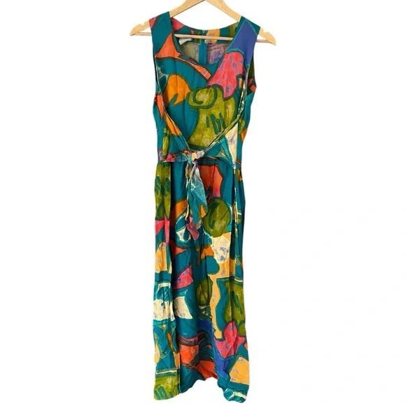 Vintage Rabbit Designs Womens Rayon Dress Sz 10 Mod Print Sleeveless - Picture 1 of 7
